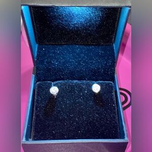 SOLID PLATINUM PT950 CZ 1 CARAT CUSTOM SCREW BACK EARRINGS STUDS LIGHTED BOX